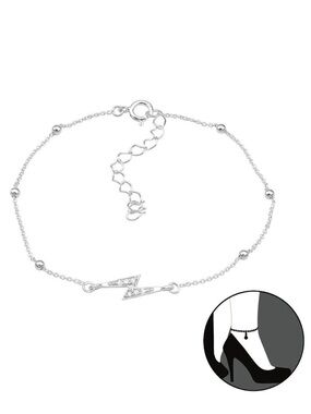 Sterling Silver Adjustable Ball Bead Lightning Bolt Anklet